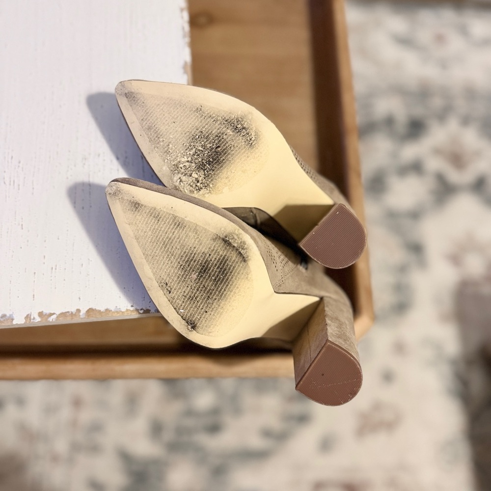 JustFab Chic Peek Perforated Suede Booties - Picture 10 of 10